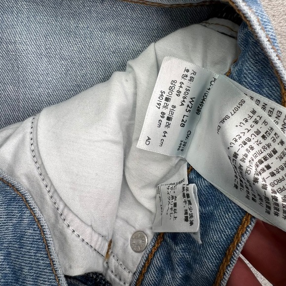 Levis Premium Wedgie Straight Jeans Womens 25 Blue Button Fly Distressed New Nwt - Picture 15 of 16